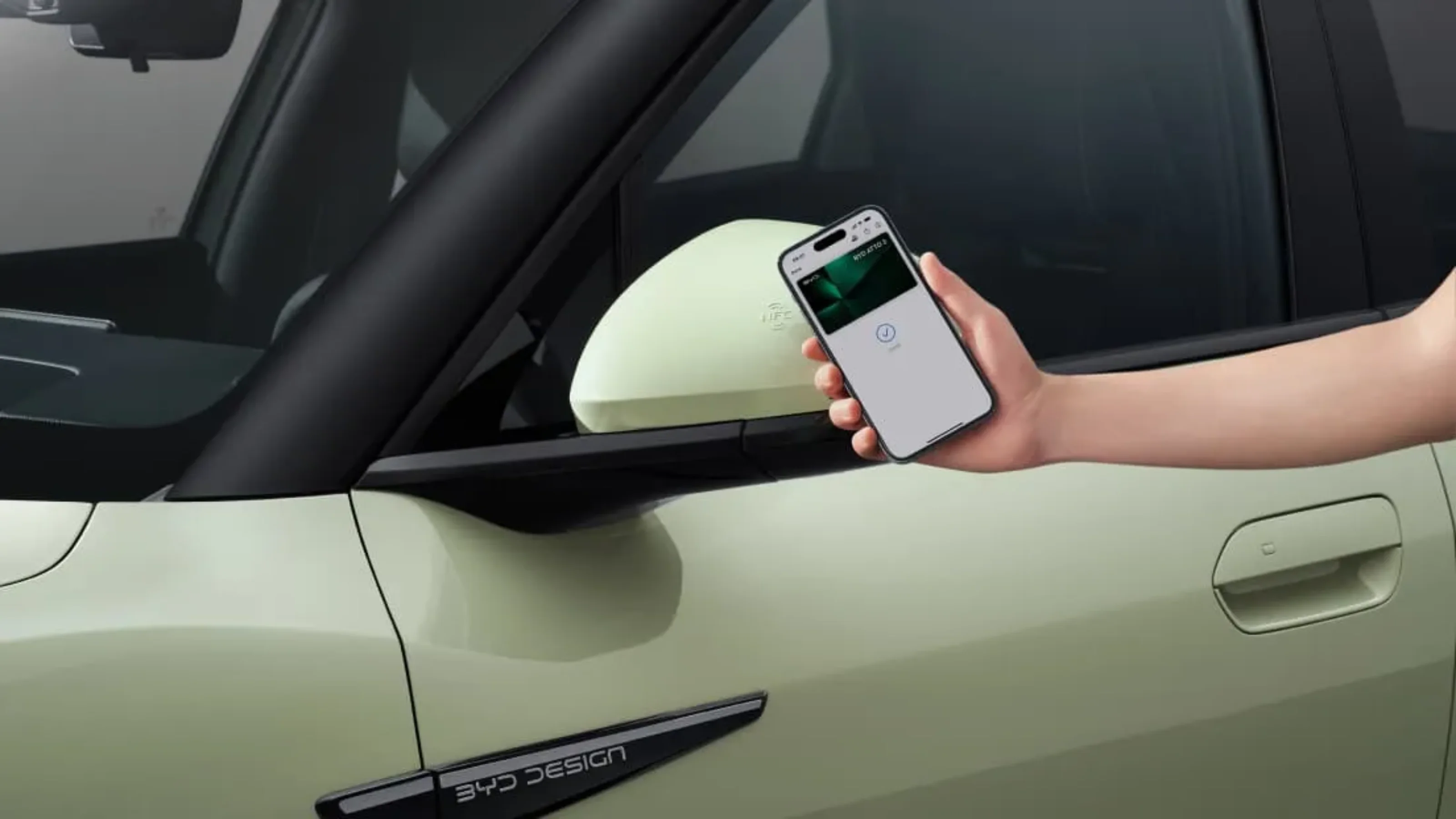 NFC keyless entry system via smart card or phone and remote climate control interface of the BYD ATTO 2