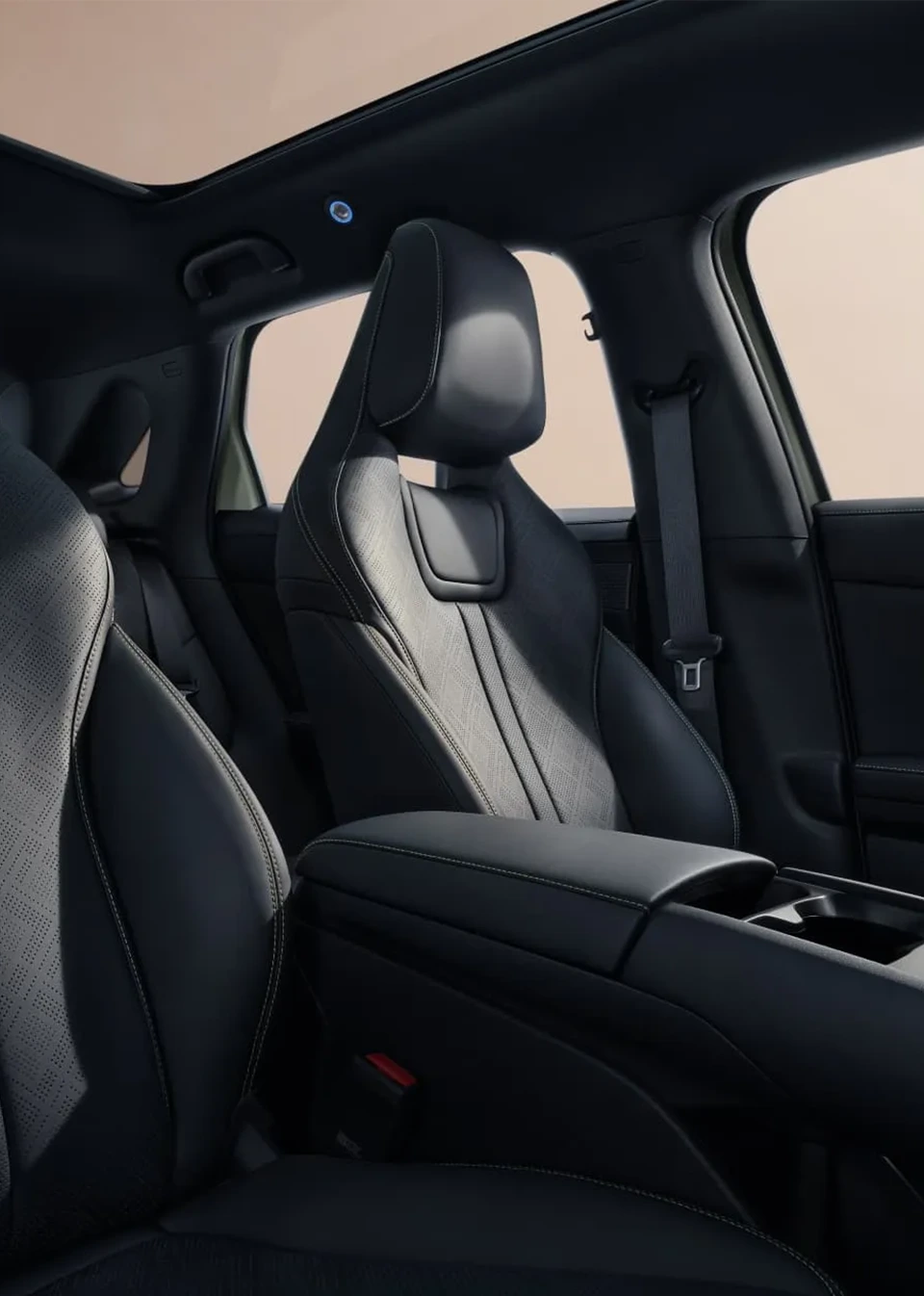 Comfortable and heated ergonomic vegan leather sports seats of the BYD ATTO 2 showing a premium interior cabin
