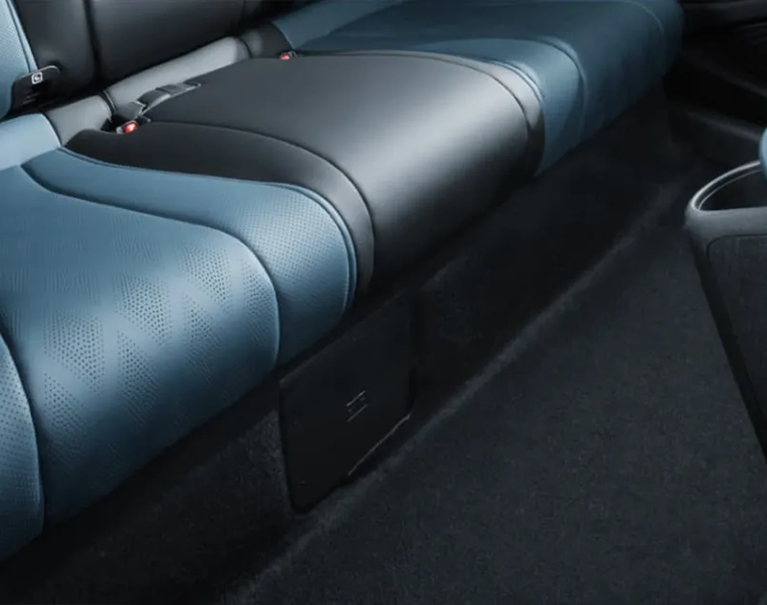 Comfortable rear passenger compartment of the BYD DOLPHIN showing the flat floor design